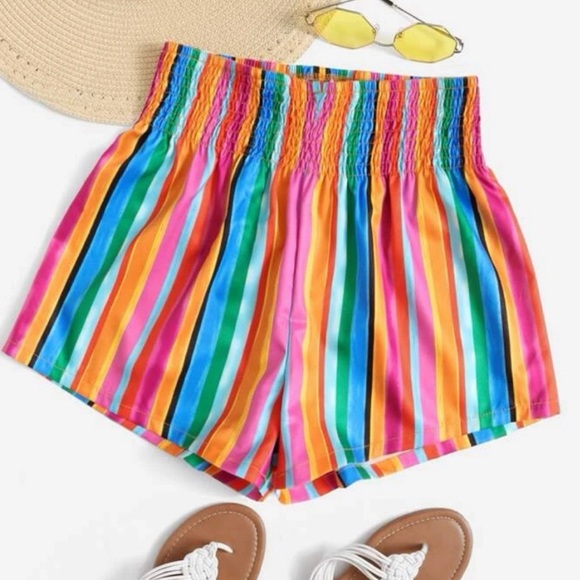 Pants - Striped Paper Bag Waist Shorts, NWT